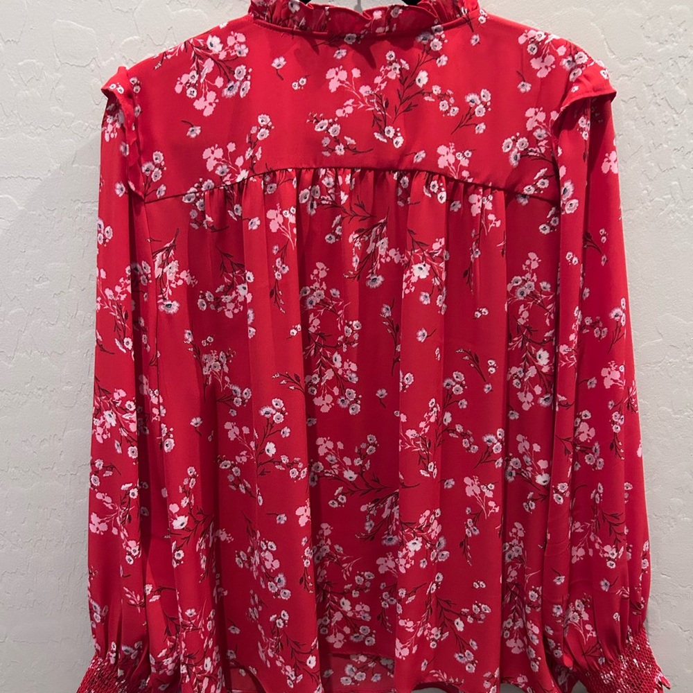 CeCe Red Floral Blouse - Picture 2 of 5